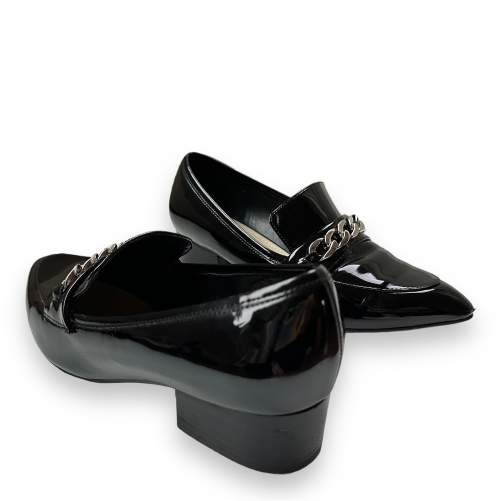 Marc Fisher Flecker Black Patent Chain Link Pointed Toe Loafers | 8.5 - Picture 3 of 16